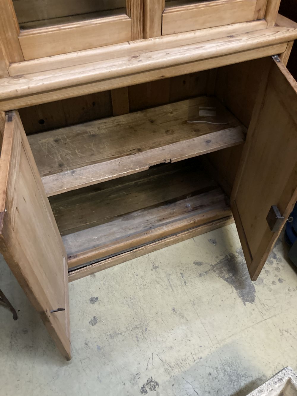 A Victorian pine bookcase, width 104cm depth 47cm height 209cm